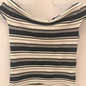 Black and white striped short sleeved top